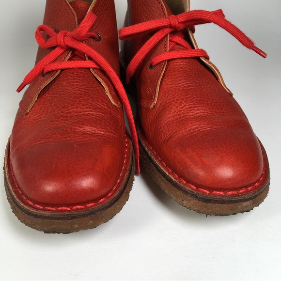 Kalimala Italian Hand Made Red Leather Ankle Boots Size 40 - Picture 5 of 10